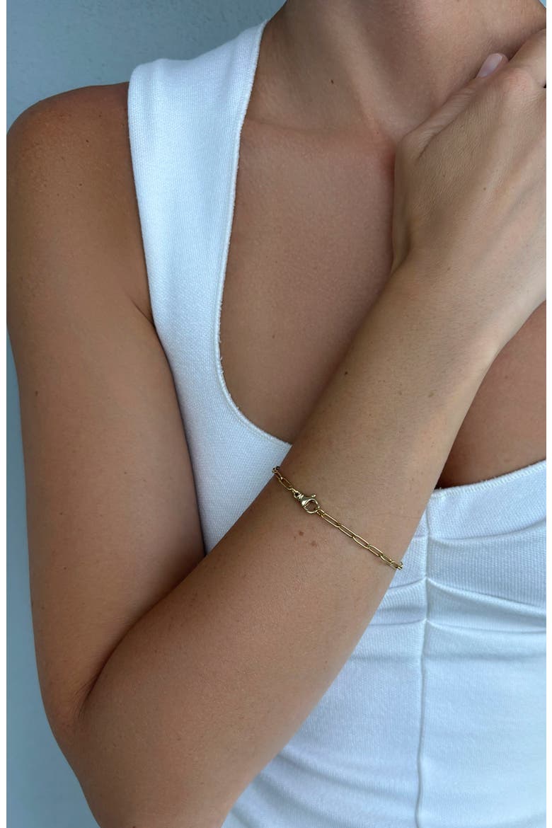 18k Gold Plated Paperclip Chain Bracelet, Alternate, color, GOLD