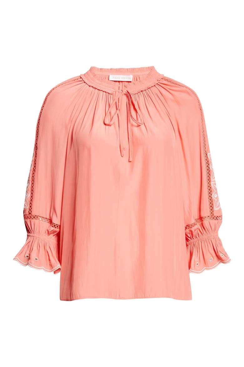 Haven Embroidered Woven Shirt, Alternate, color, CORAL