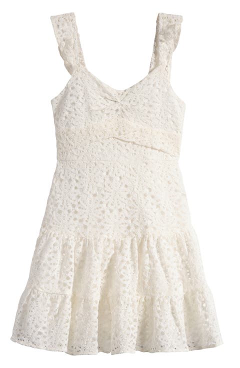Lace Tiered Ruffle Cotton Blend Dress (Baby)