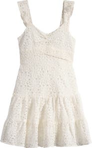 Ava & Yelly Lace Tiered Ruffle Cotton Blend Dress