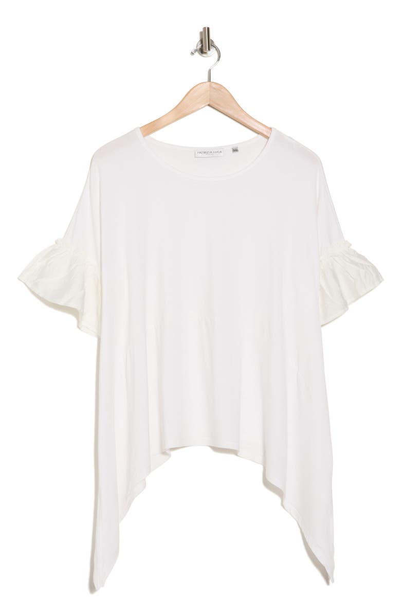 PATRIZIA LUCA Ruffle Short Sleeve Sharkbite Hem Top, Alternate, color, White