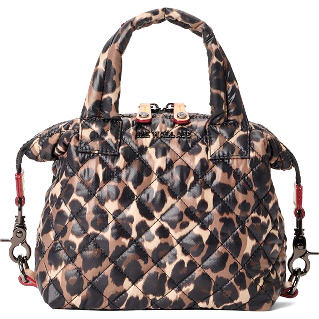 Mz Wallace Micro Sutton Quilted Nylon Top Handle Bag In Brown