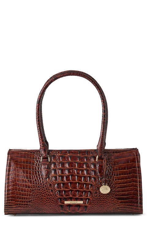 Sophia Croc Embossed Leather Satchel
