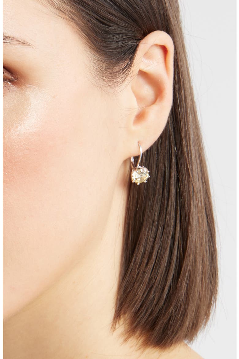 Round Cubic Zirconia Lever Back Earrings, Alternate, color, YELLOW- PLATINUM PLATED
