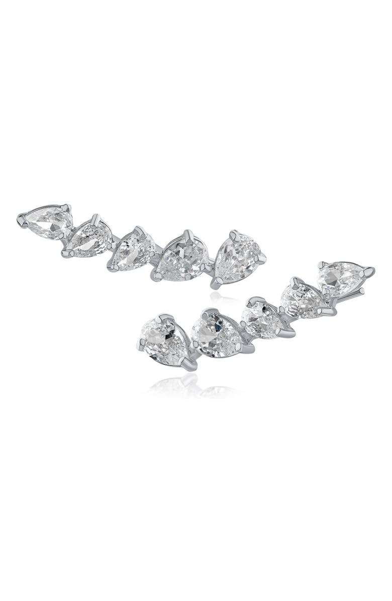CZ by Kenneth Jay Lane Pear Cut CZ Ear Crawlers, Main, color, Clear/ Silver