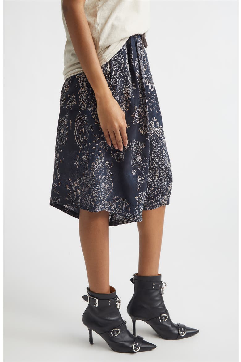 Pleated Jumbo Drawstring Waist Cupro Shorts, Alternate, color, BLUE MEDALLION PRINT