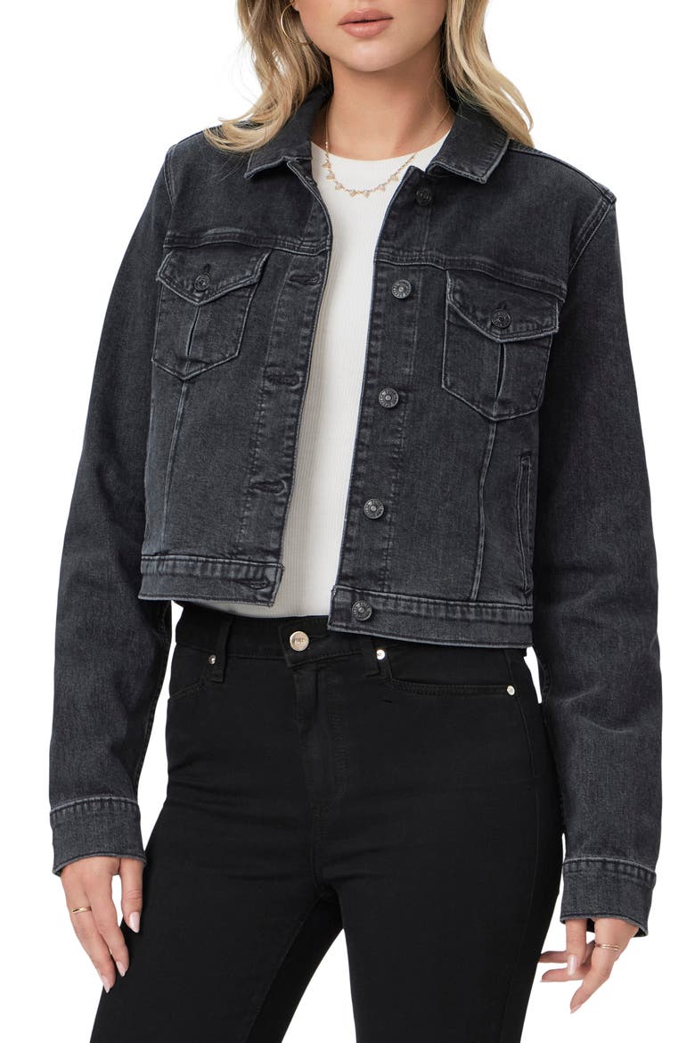 Rowan Crop Trucker Jacket, Main, color, BLACK MANTA DISTRESSED