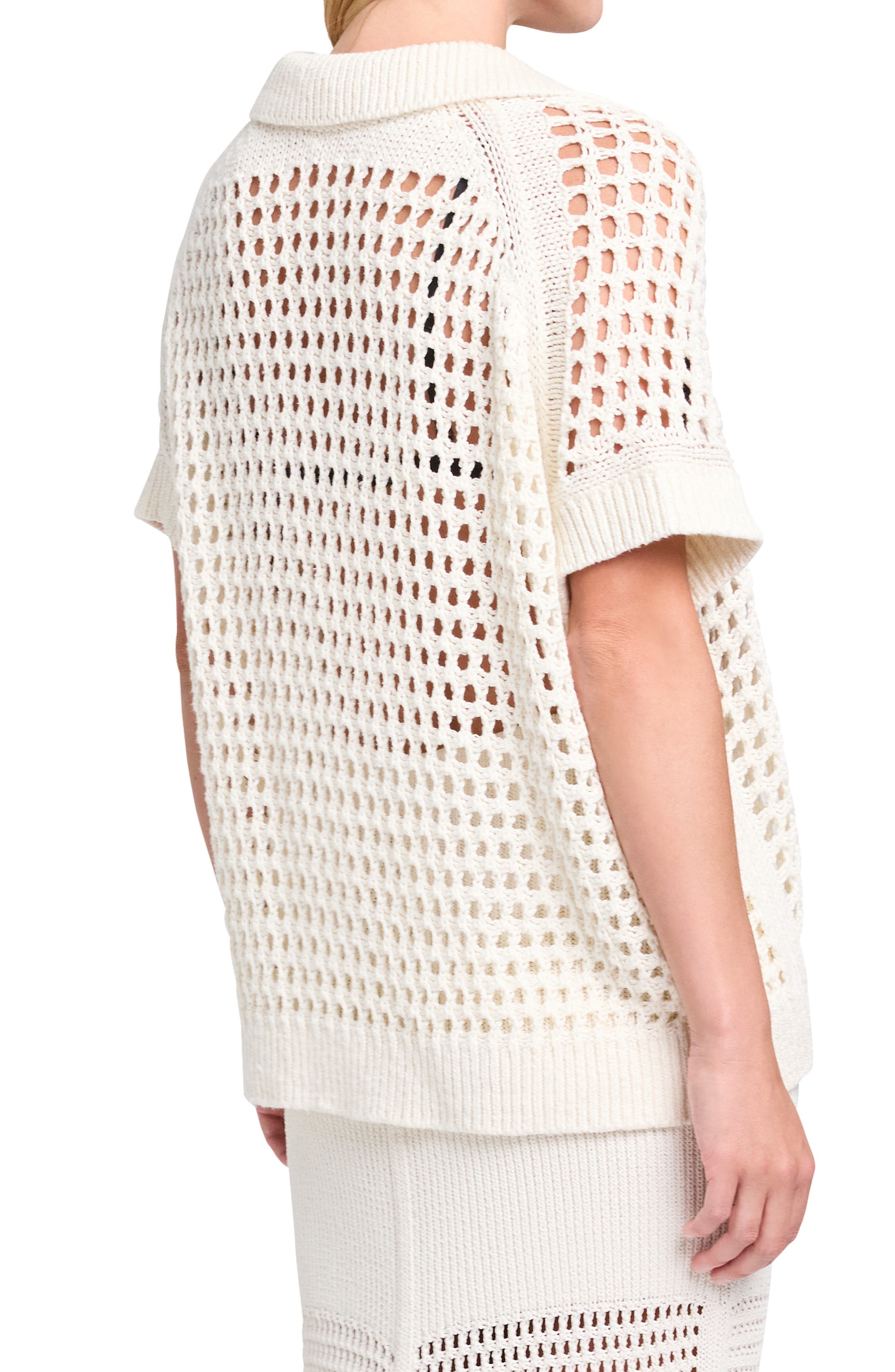 Oversize Open Knit Linen & Silk Polo - image 2
