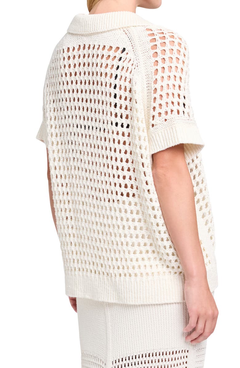 TWP Oversize Open Knit Linen & Silk Polo, Alternate, color, Ivory
