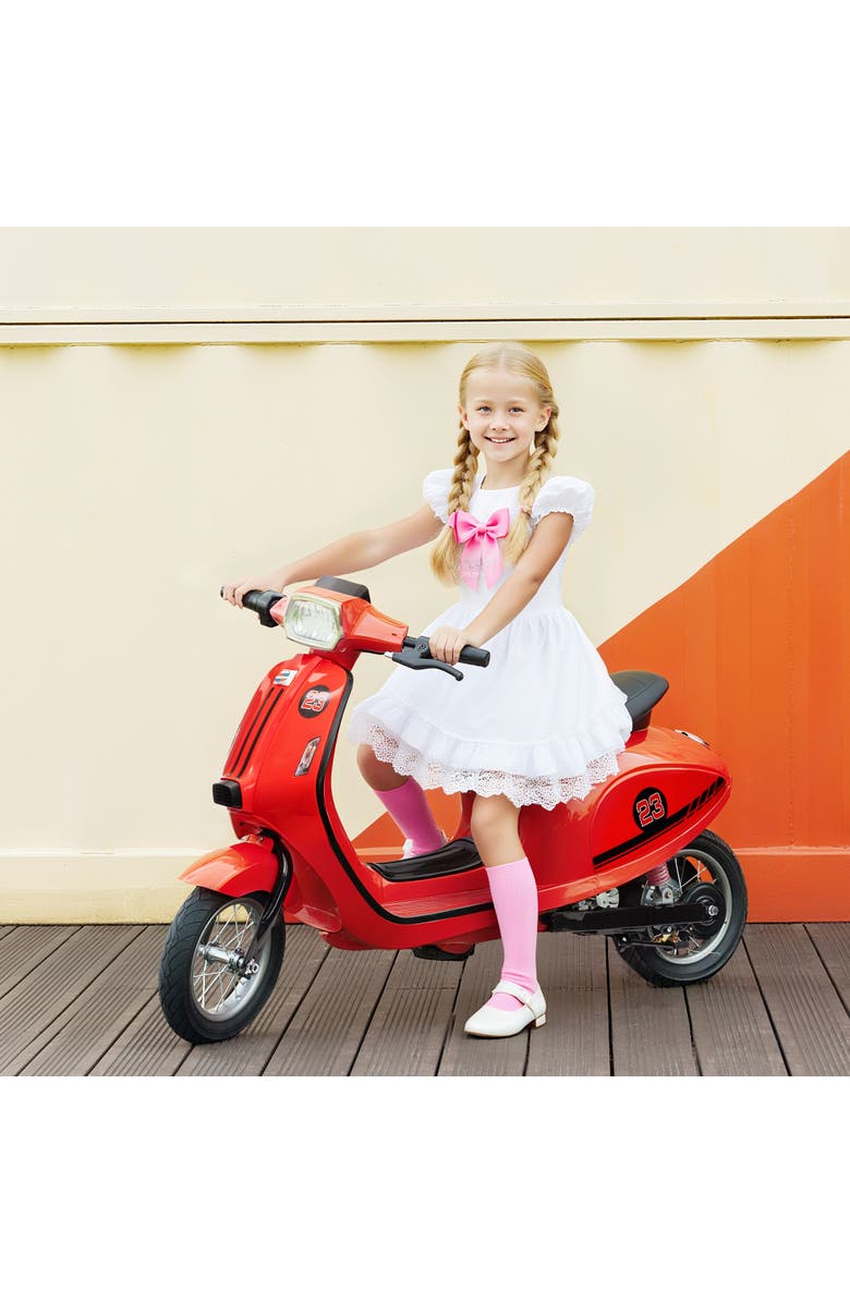 Qaba Kids Electric Motorcycle, Suspension, LED, 3-Speed, Alternate, color, Red