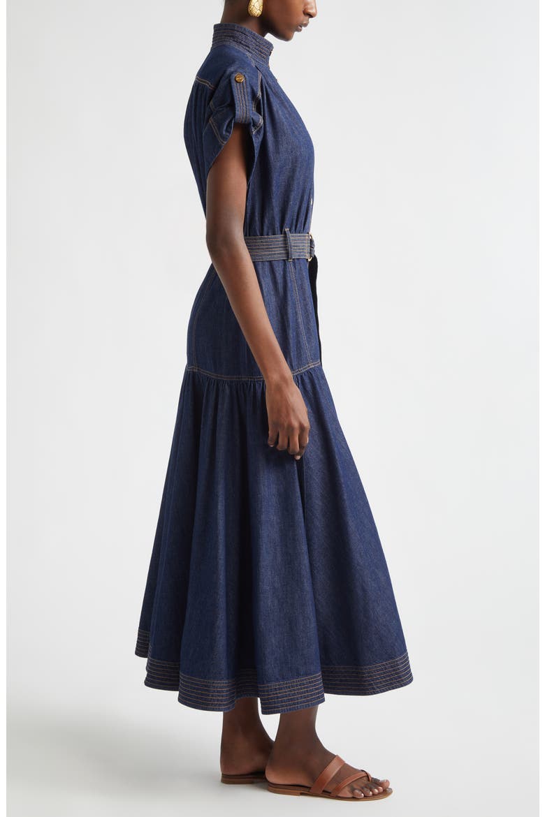 Kindred Spirit Belted Denim Midi Dress, Alternate, color, HARBOUR BLUE