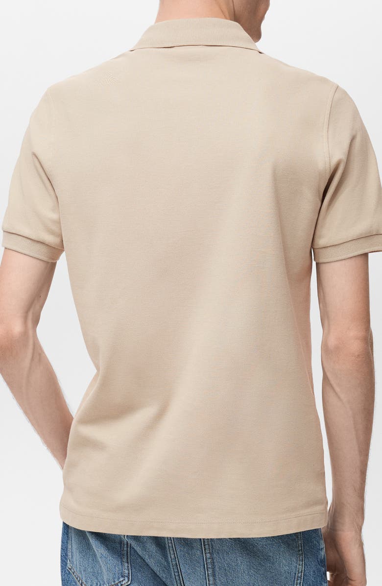 MANGO Regular Fit Cotton Pique Knit Polo, Alternate, color, Ecru