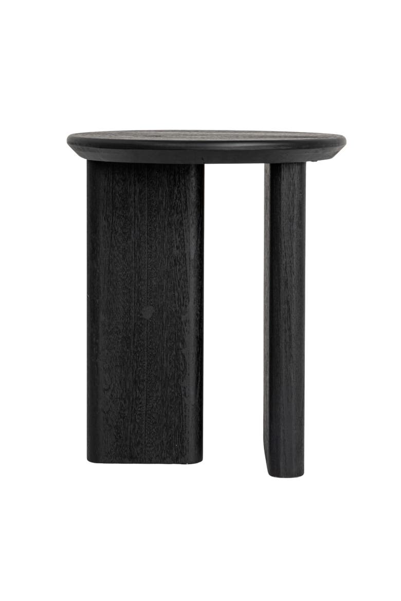 Asymmetrical Firwood Round End Table, Black, Alternate, color, Black