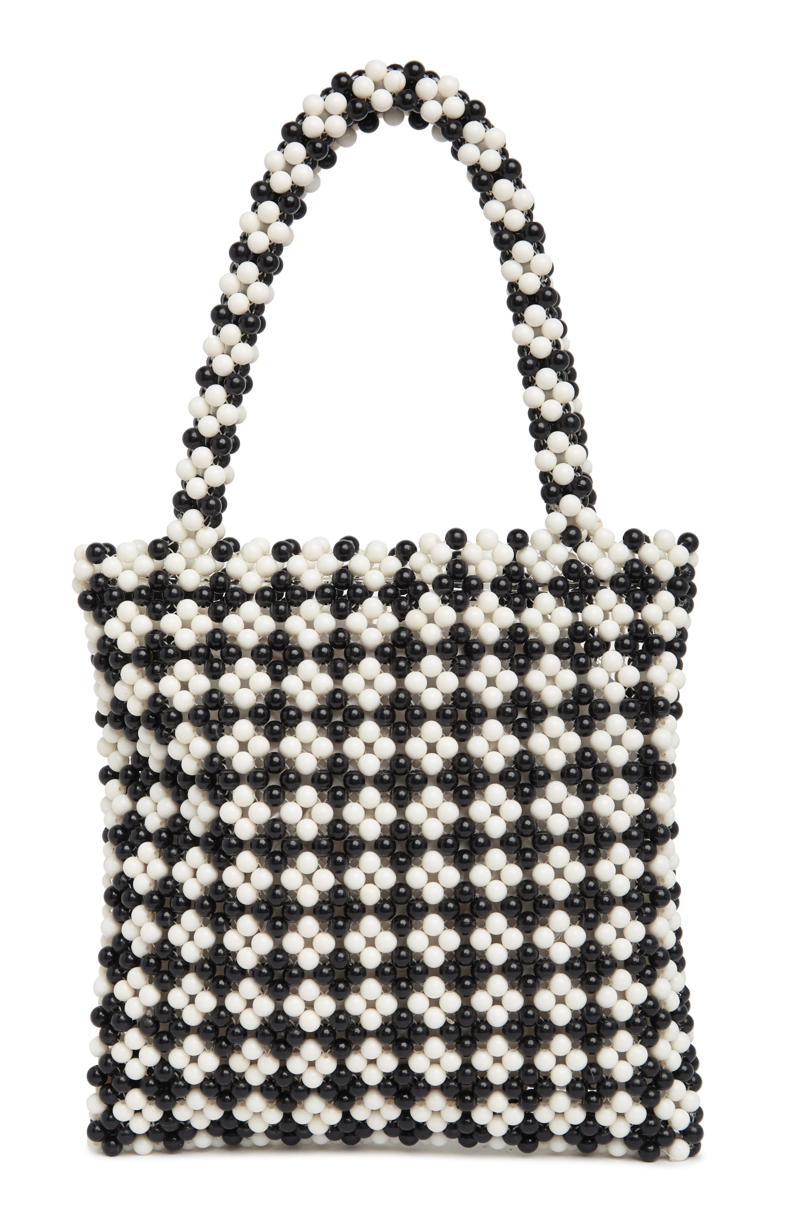 Lulu Gingham Beaded Tote Bag, Alternate, color, 