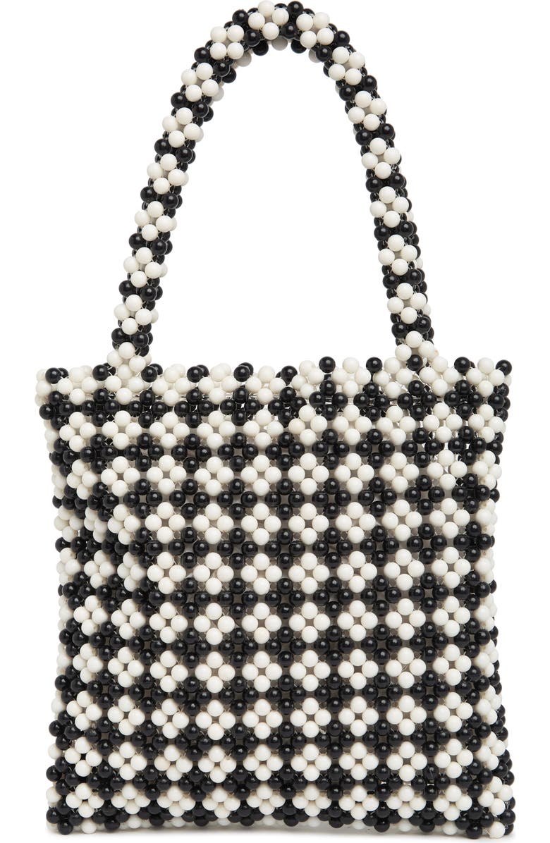 Lulu Gingham Beaded Tote Bag, Alternate, color,