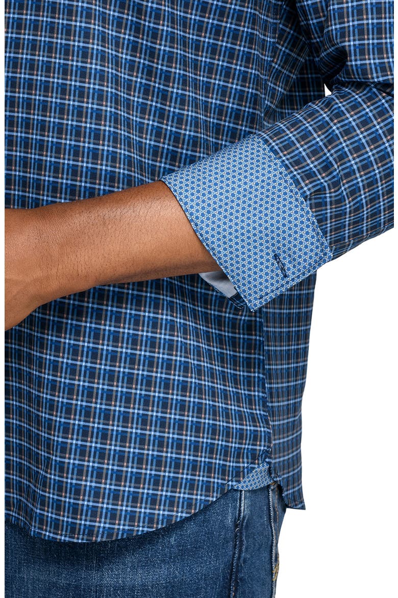 Plaid Woven Long Sleeve Basic, Alternate, color, NAVY/BLACK
