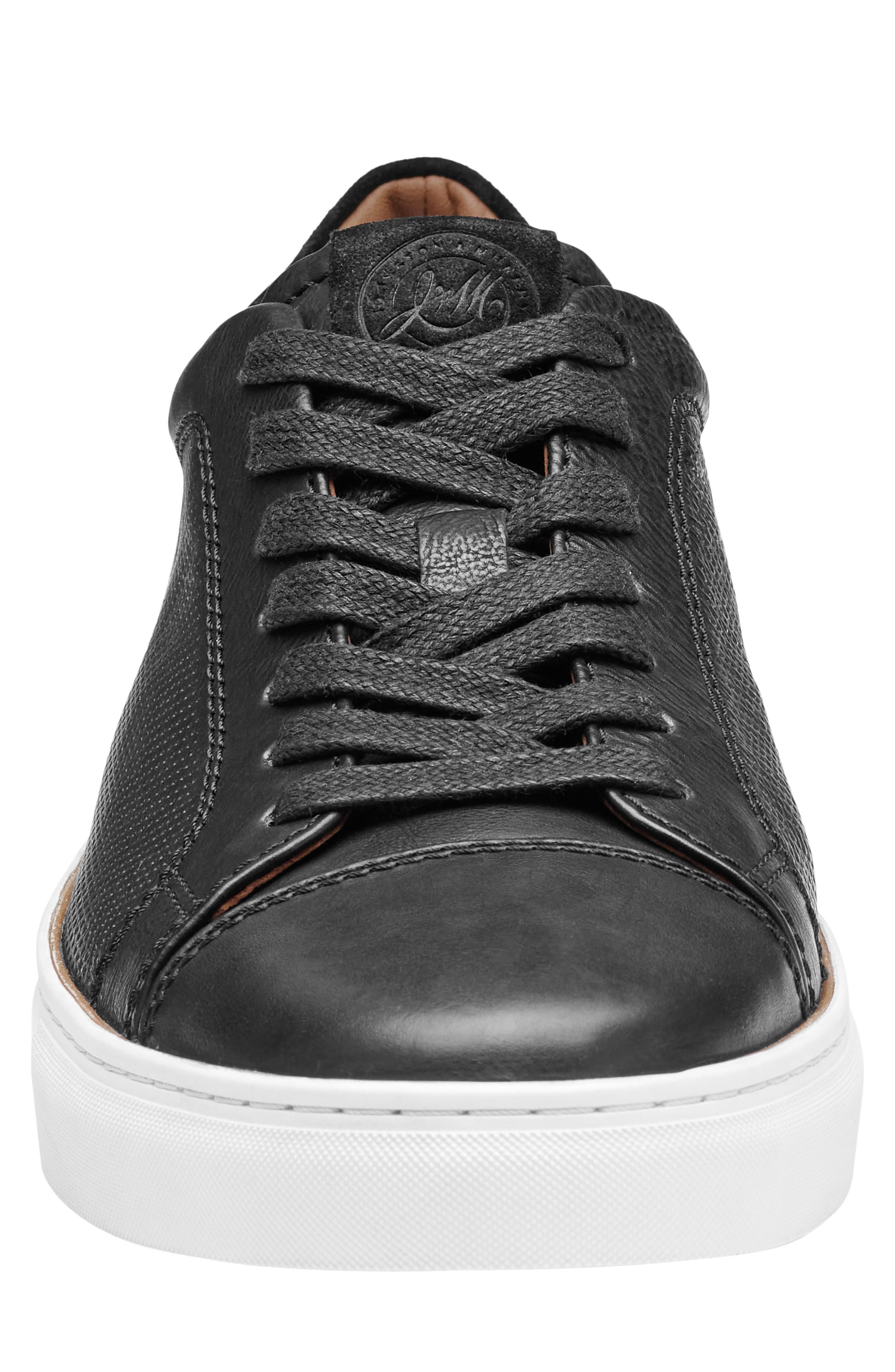 Johnston & Murphy Luther Perforated Leather Low Top Sneaker, Alternate, color, Black Italian Full Grain