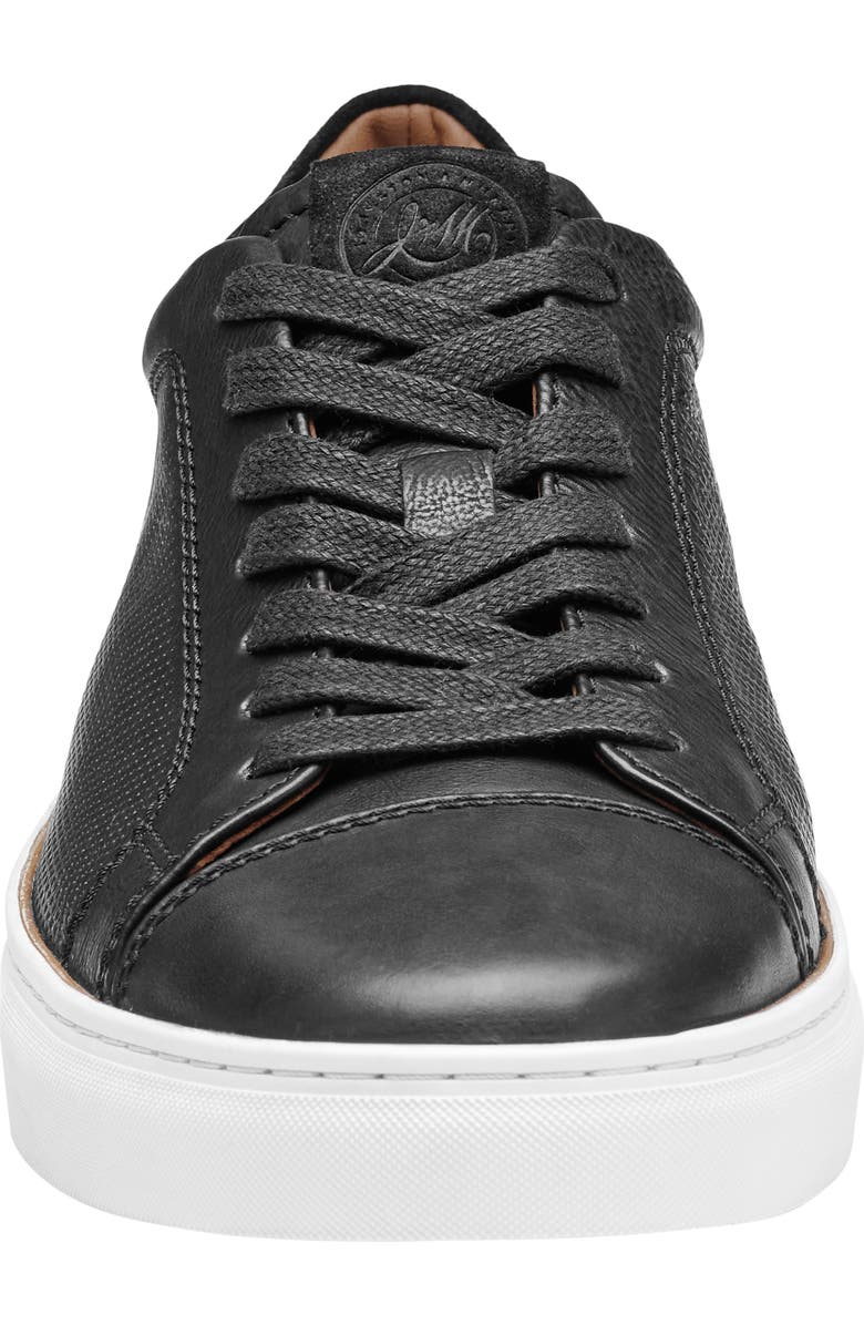Johnston & Murphy Luther Perforated Leather Low Top Sneaker, Alternate, color, Black Italian Full Grain