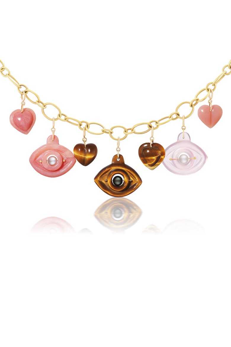 Tiger's Eye Mini Split Heart Charm, Main, color, Tiger's Eye