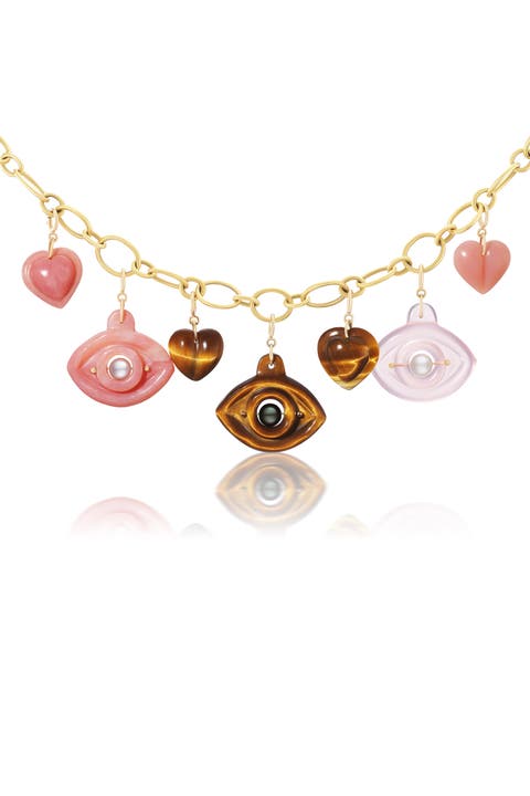 Tiger's Eye and Black Pearl Eye Charm