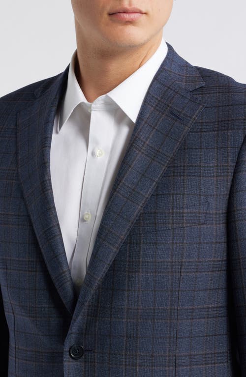 Heritage Gold Navy Plaid Super 130s Wool Sport Coat In Blue