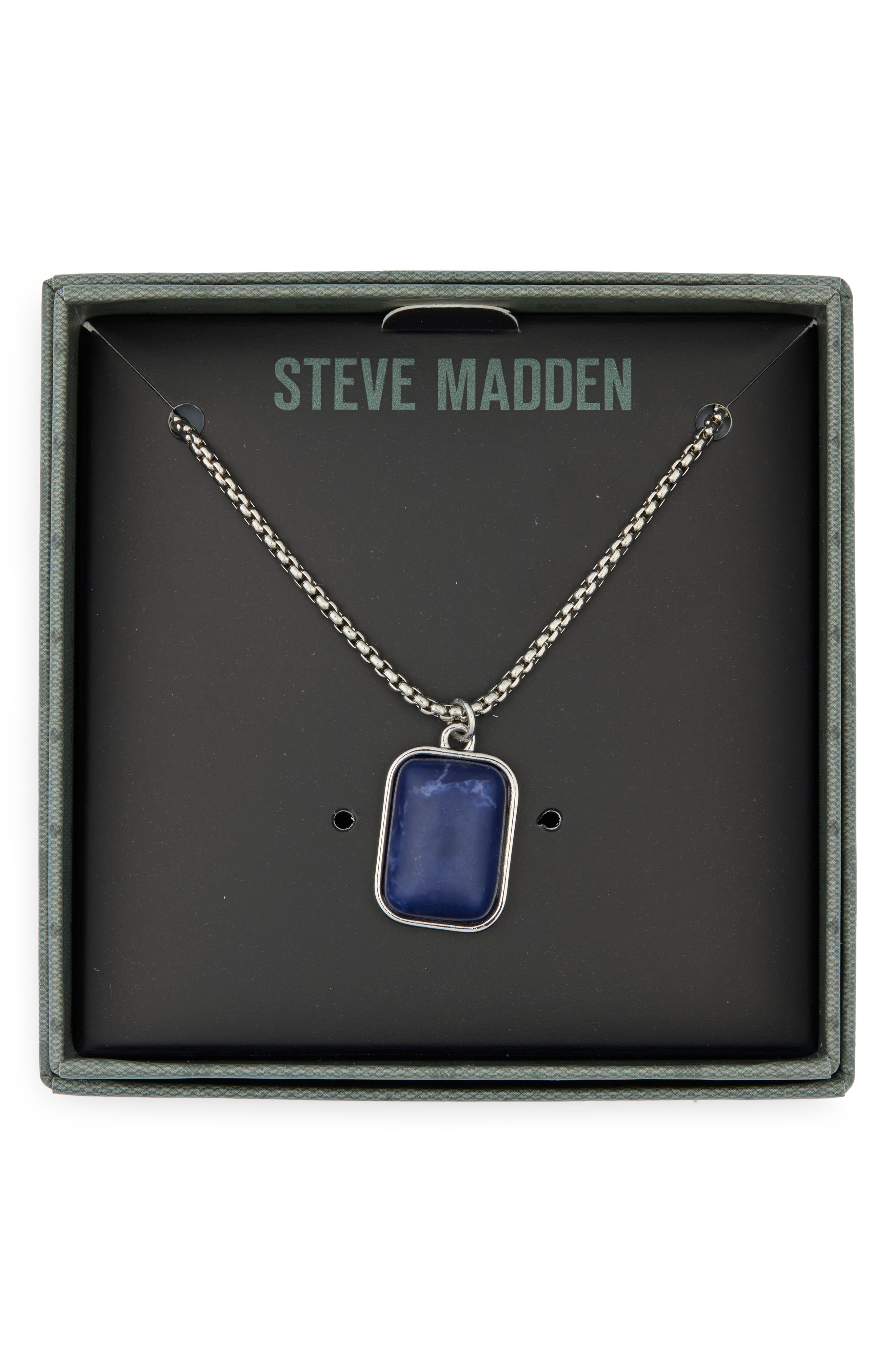 Steve Madden Lapis Pendant Necklace