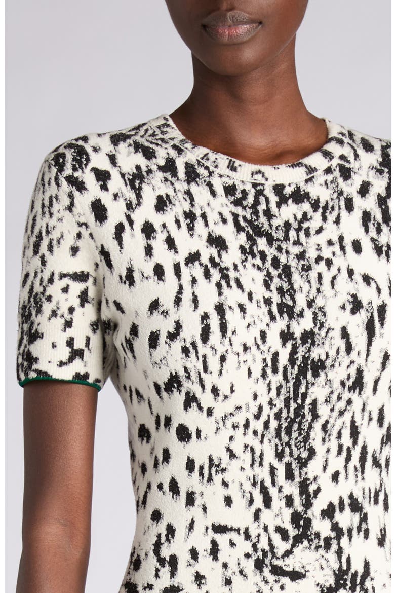 Lynx Jacquard Midi Dress, Alternate, color, WHITE/ BLACK/ GREEN