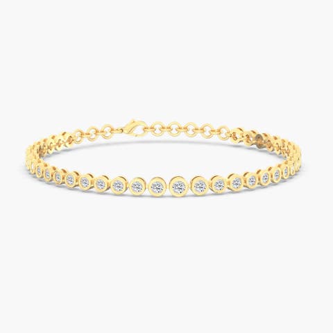 Graduated Bezel Bracelet Lab Diamond in 14K Gold