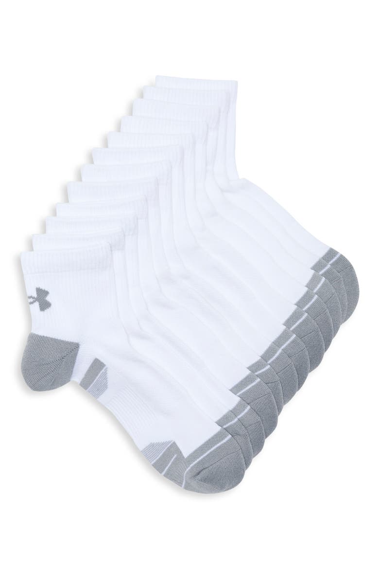 Performance Tech 6-Pack Quarter Socks, Main, color, WHITE / WHITE / STEEL