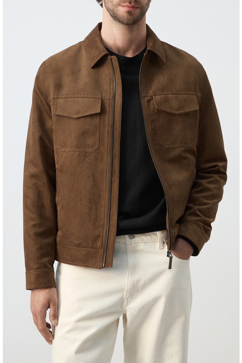 Faux Suede Jacket, Main, color, COGNAC