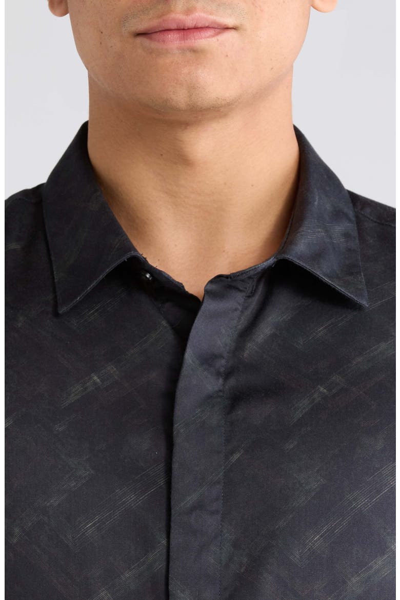 Rodney Print Long Sleeve Hidden Placket Shirt, Alternate, color, MOSS