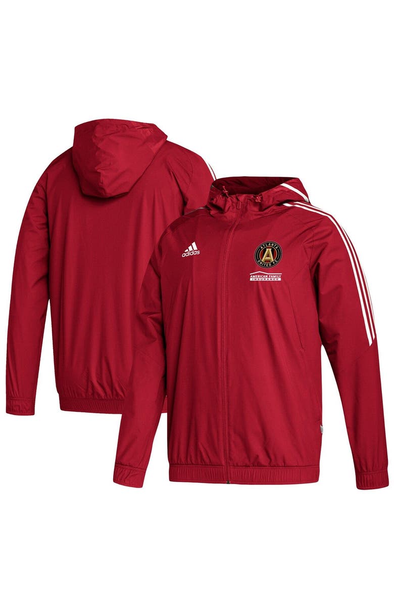 adidas Men's adidas Red Atlanta United FC All-Weather Raglan Full-Zip Hoodie Jacket, Alternate, color, 