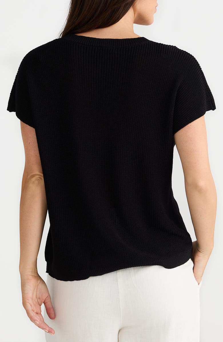 Brave+True Limo Short Sleeve Knit Sweater, Alternate, color, Black