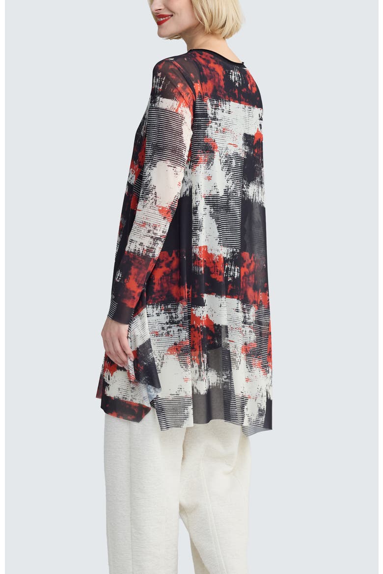 Gwyneira Printed Mesh Tunic, Alternate, color, Red Print