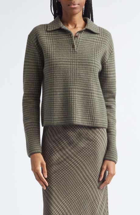 Long Sleeve Check Polo Sweater