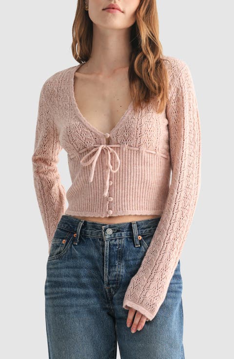 Crop Pointelle & Rib Sweater