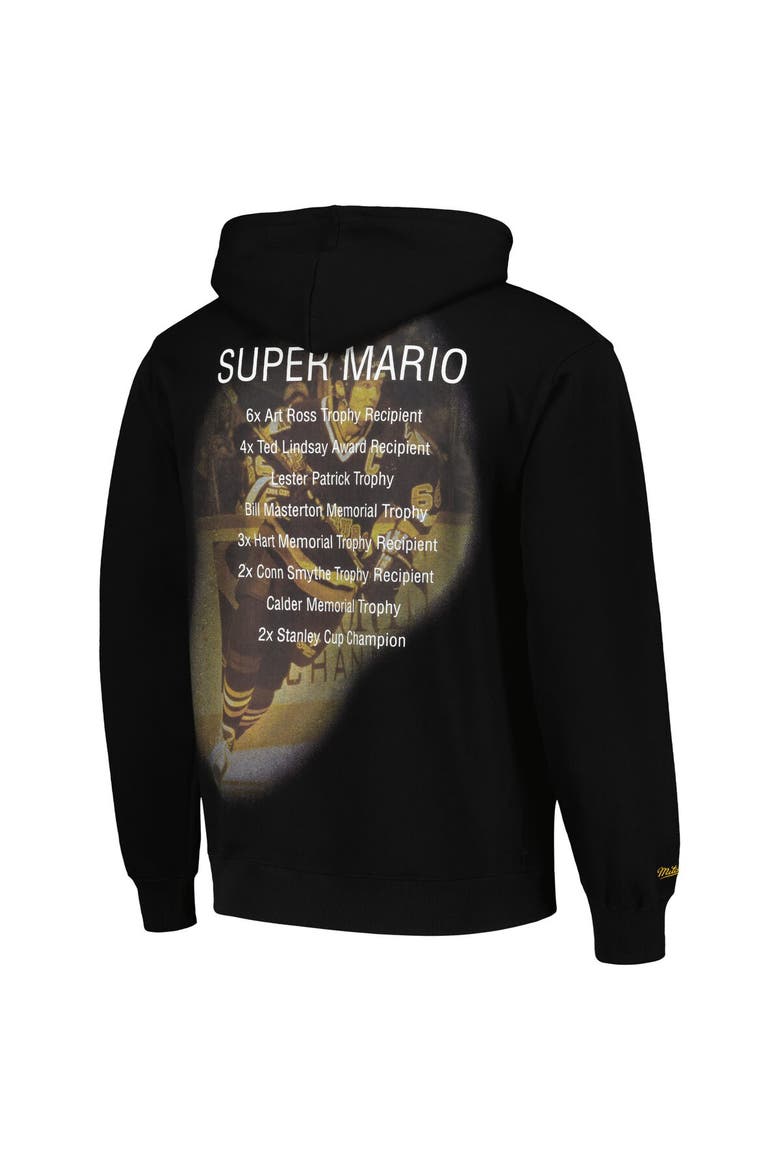 Men's Mitchell & Ness Mario Lemieux Black Pittsburgh Penguins Premium Name & Number Fleece Pullover Sweatshirt, Alternate, color, Black