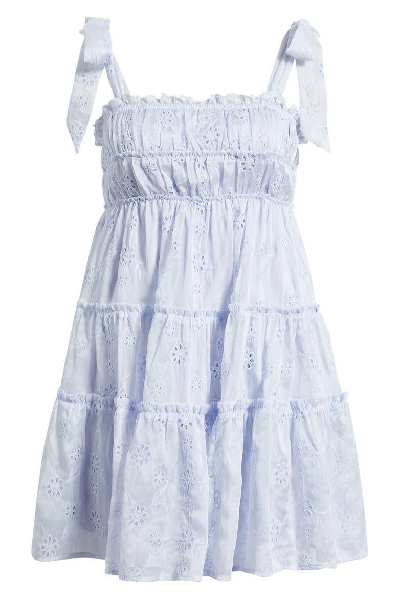 Tiered Eyelet Mini Sundress, Alternate, color, LIGHT BLUE