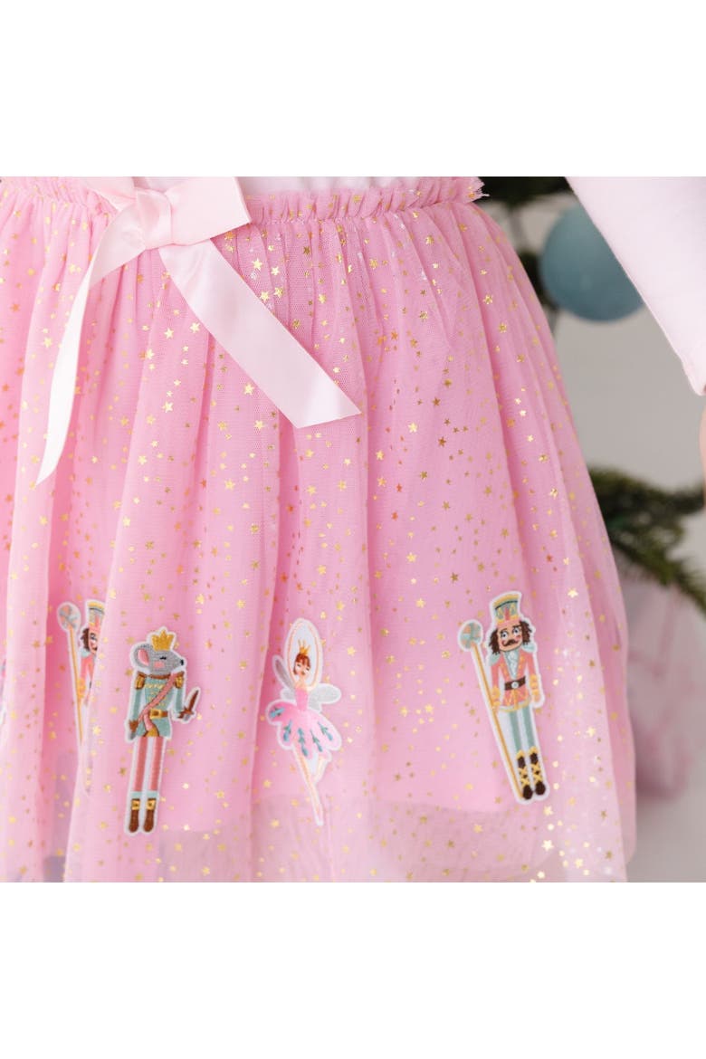Nutcracker Applique Christmas Long Sleeve Dress, Alternate, color, Pink