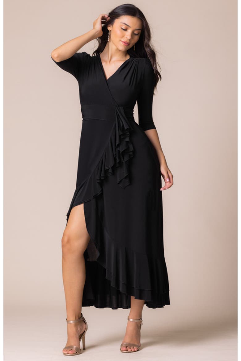 Veronica Ruffle Evening Gown, Alternate, color, Onyx