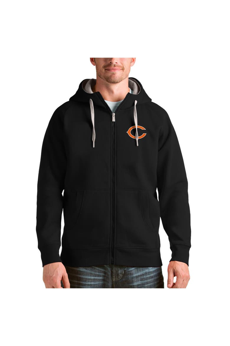 Men's Antigua Black Chicago Bears Victory Full-Zip Hoodie, Main, color, Black