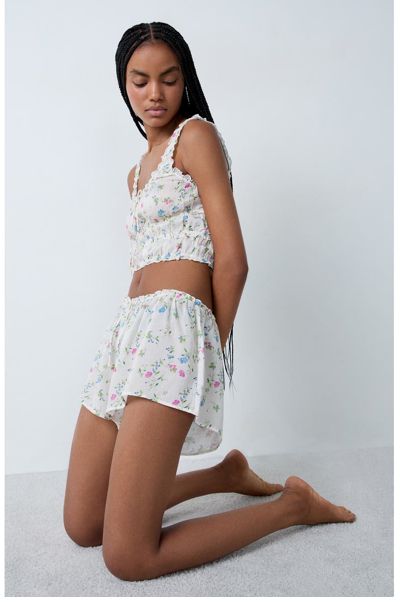 Prati Floral Tap Shorts, Alternate, color, IMPRIME FOND ECRU