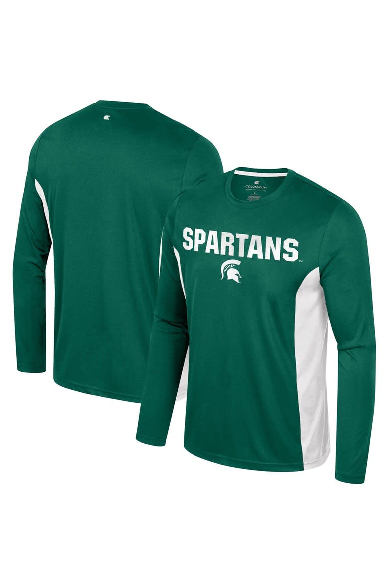 Men's Colosseum Green Michigan State Spartans Warm Up Long Sleeve T-Shirt, Main, color, Green