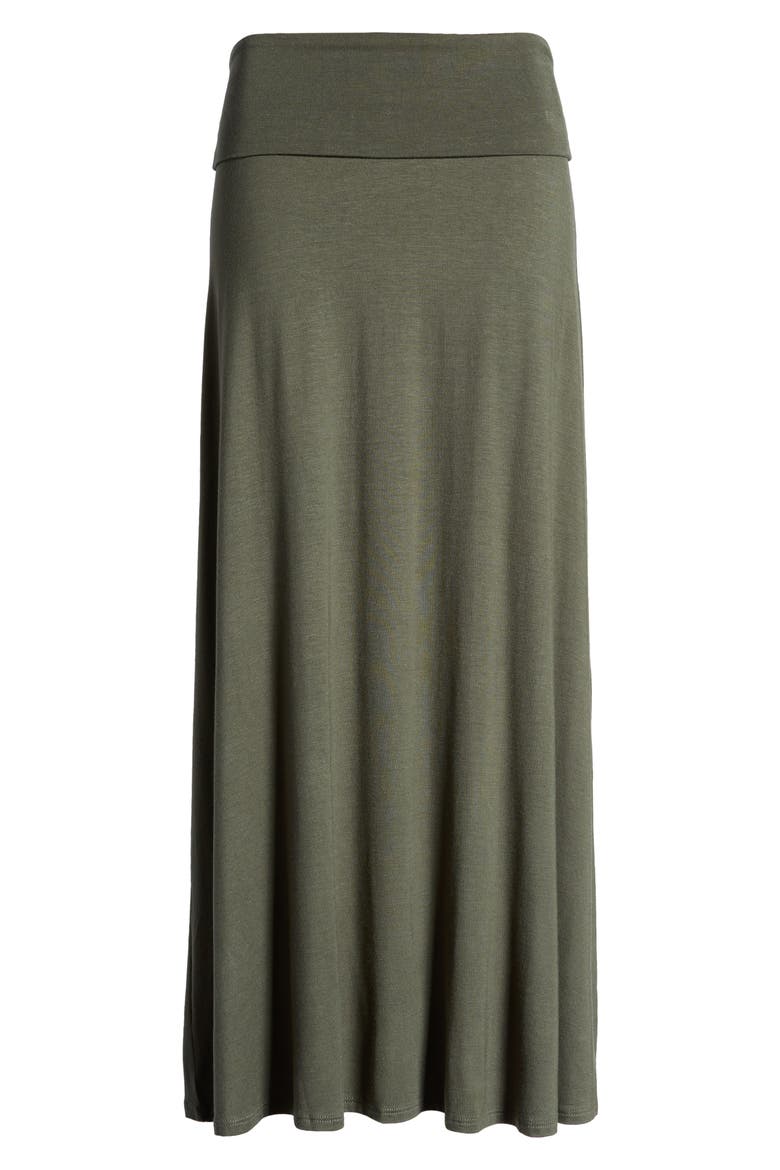 Roll Top Maxi Skirt, Alternate, color, DK OLIVE