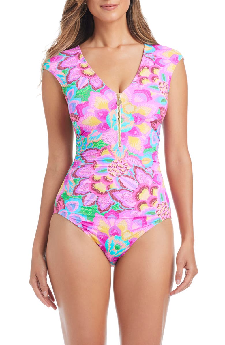 BLEU by Rod Beattie Cap Sleeve One-Piece Swimsuit, Main, color,