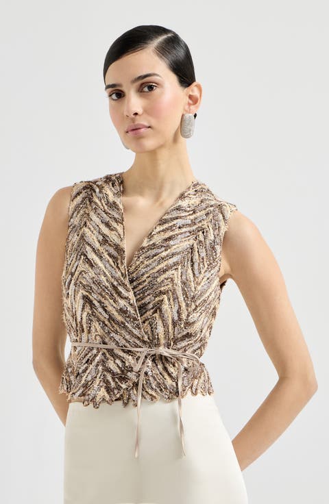 Dazzling chevron embroidery vest