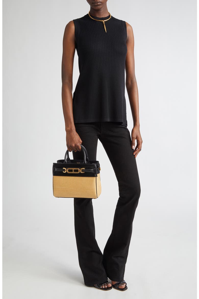 Sleeveless Rib Mini Sweater Dress, Alternate, color, BLACK