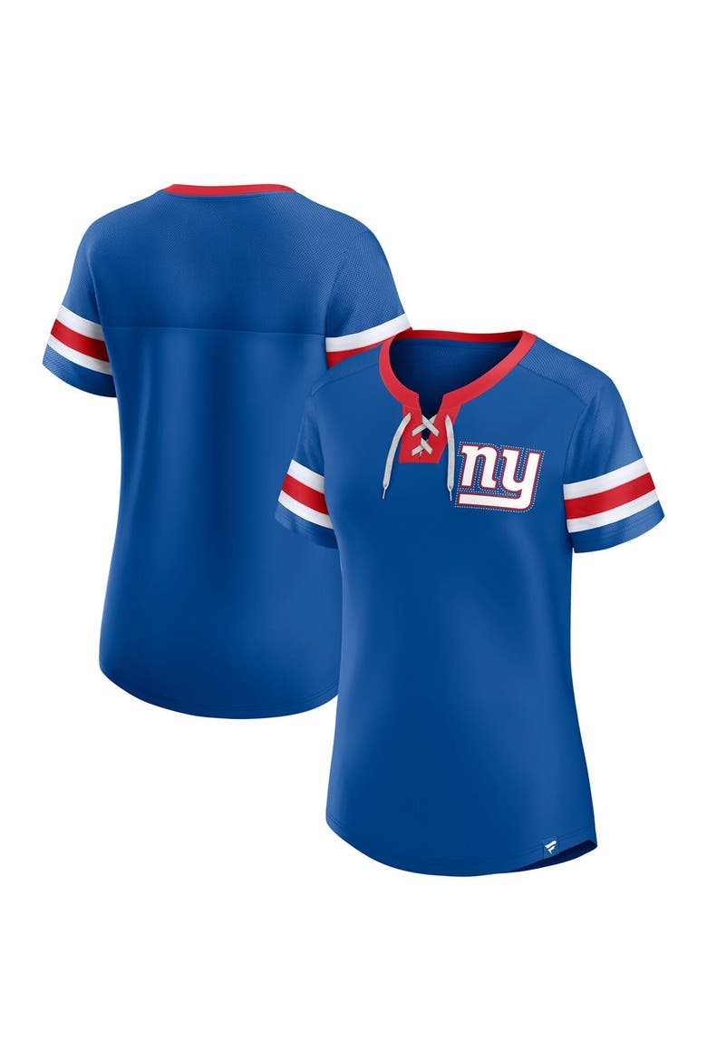 Women's Fanatics Royal New York Giants Bling Athena Jersey Style Lace-up T-Shirt, Main, color, Royal