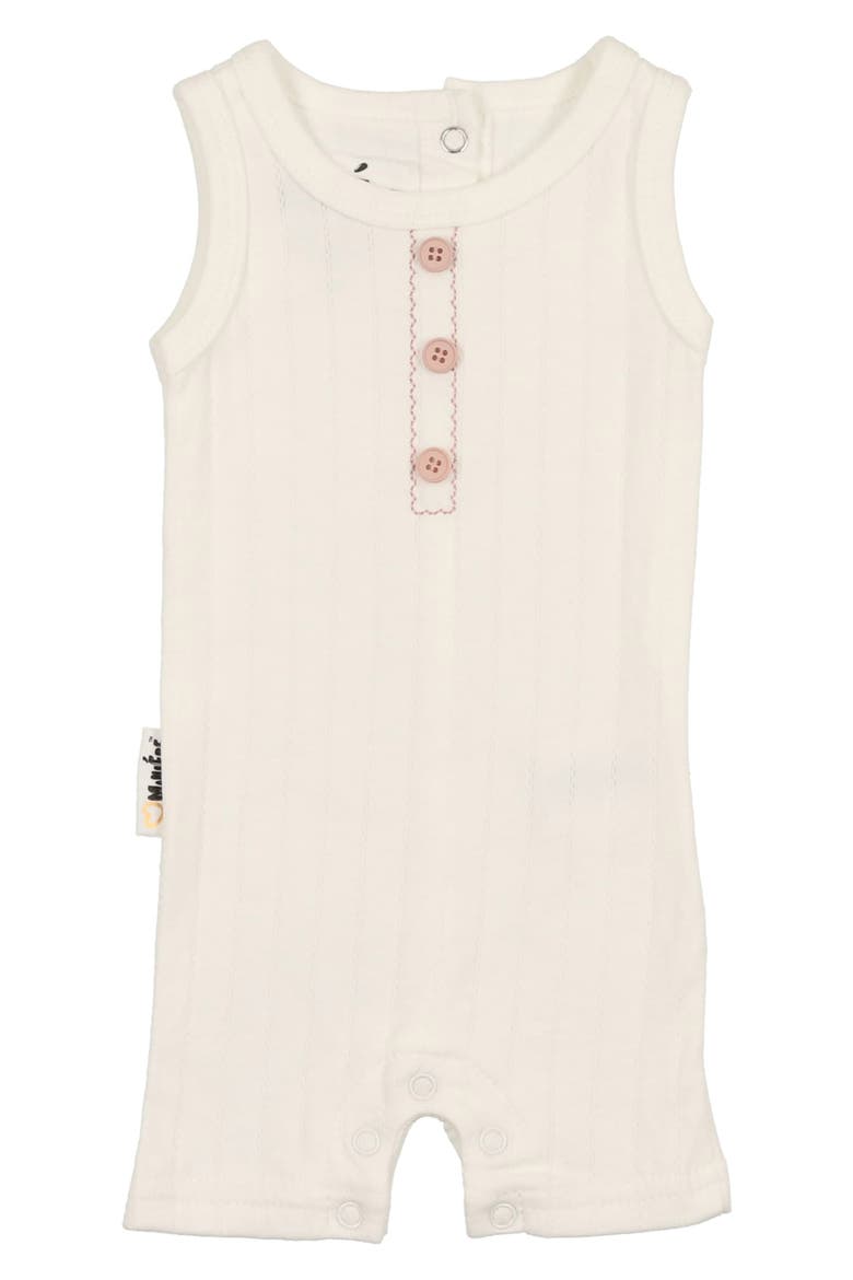 Kids' Textured Striped Cotton Blend Romper, Main, color, IVORY/ STONE