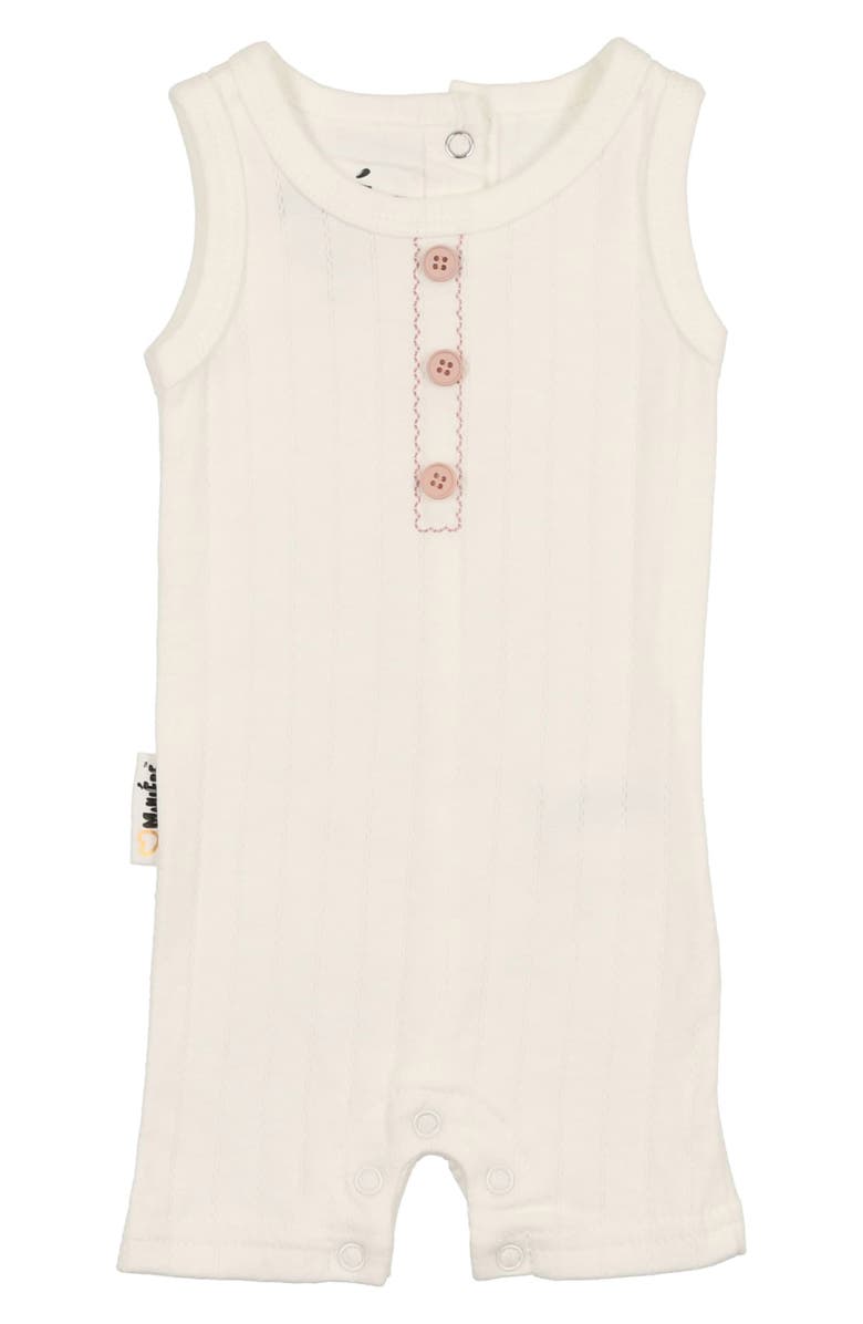 Manière Kids' Textured Striped Cotton Blend Romper, Main, color, Ivory/ Stone